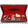 Image 1 : VINTAGE ESTATE LADIES JEWELRY BOX WITH CONTENTS.