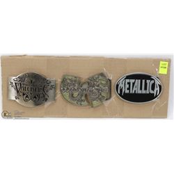 LOT OF 3 MUSIC THEMED BELT BUCKLES