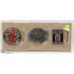 LOT OF 3 MUSIC THEMED BELT BUCKLES