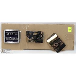 LOT OF 3 AUTOMOTIVE BRAND THEMED BELT BUCKLES