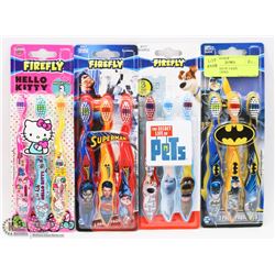 FOUR PACKS OF 3 KIDS TOOTHBRUSHES
