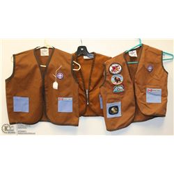 3 VINTAGE SCOUTS CANADA VESTS WITH BADGES