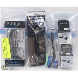 BAG W/7 NEW +1.25 & +1.50 READING GLASSES