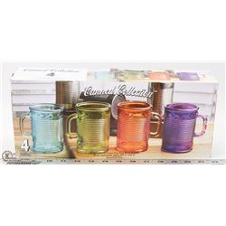4PC 17 OZ COLORED GLASS CAN MUG WITH HANDLE