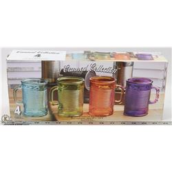 4PC 17 OZ COLORED GLASS CAN MUG WITH HANDLE