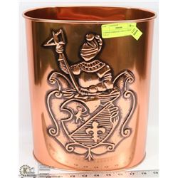 COPPER GARBAGE CAN (13 INCHES TALL)