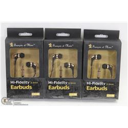 LOT OF 3 HI-FIDELITY EARBUD HEADPHONES