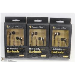 LOT OF 3 HI-FIDELITY EARBUD HEADPHONES