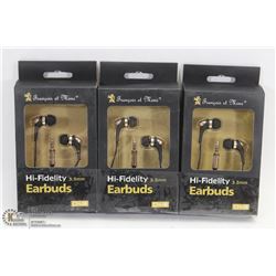 LOT OF 3 HI-FIDELITY EARBUD HEADPHONES