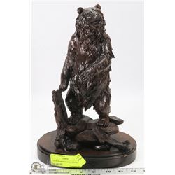 LARGE BEAR WITH FISH STATUE