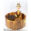Image 1 : LARGE WOODEN PLANTER (12" DIAMETER X 5" DEEP) &