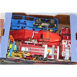 LARGE BOX OF TONKA, ERTL WITH NAMES LIKE JOHN
