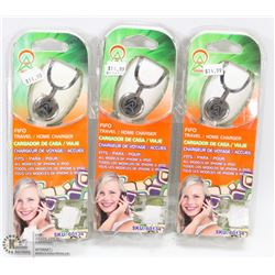 BUNDLE OF 3 TRAVEL/ HOME CHARGER FOR APPLE PRODUCT
