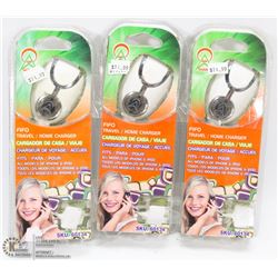 BUNDLE OF 3 TRAVEL/ HOME CHARGER FOR APPLE PRODUCT