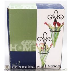 SET OF 2 DECORATIVE WALL VASES