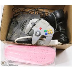 NINTENDO 64 CONSOLE WITH ONE CONTROLLER, CORDS,