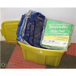 TOTE WITH LID FULL OF TARPS