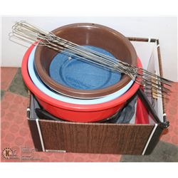 BOX OF CAMPING DISHES AND MORE