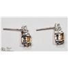 Image 3 : 1) STERLING SILVER CITRINE DIAMOND EARRINGS