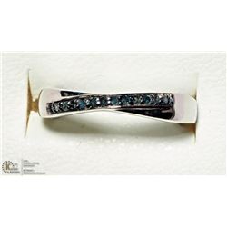 5) ST. SILVER RHODIUM PLATED BLUE DIAMOND RING