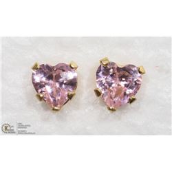 13) PINK CUBIC ZIRCONIA SCREW BACK STUD EARRINGS