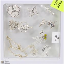 15) 10 STERLING SILVER PENDANTS WITH CHAIN