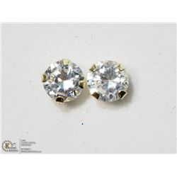16) 14K GOLD CUBIC ZIRCONIA STUD EARRINGS