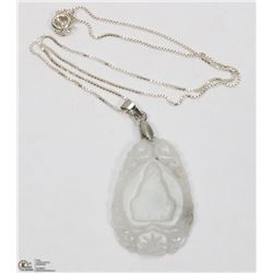 20) JADEITE PENDANT WITH STERLING SILVER CHAIN