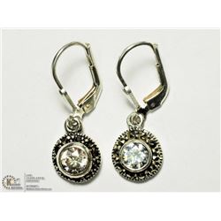 22) CUBIC ZIRCONIA MARCASITE LEVER BACK EARRINGS