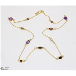 24) STERLING SILVER 16'' GEMSTONE NECKLACE