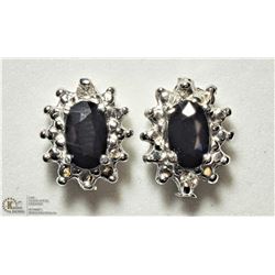 26) 14K GOLD SAPPHIRE DIAMOND EARRINGS