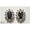 Image 1 : 26) 14K GOLD SAPPHIRE DIAMOND EARRINGS