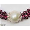 Image 2 : 33) GENUINE GARNET & FRESHWATER PEARL BRACELET
