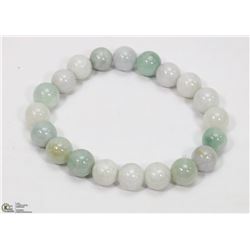 34) JADEITE 10MM BEAD FLEXIBLE BRACELET