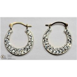 37) 10K GOLD CUBIC ZIRCONIA HOOP EARRINGS