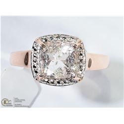 39) ST. SILVER ROSE GOLD PLATED MORGANITE RING