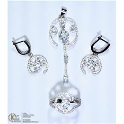 41) STERLING SILVER CUBIC ZIRCONIA 4PC SET