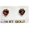 Image 1 : 42) 10K GOLD HEART SHAPED GARNET EARRINGS