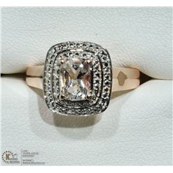 43) ROSE GOLD PLATED RING WITH GENUINE MORGANITE