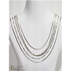 45) LOT OF 5 STERLING SILVER BOX CHAINS