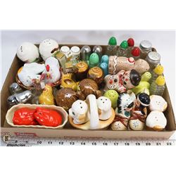 LARGE FLAT OF VINTAGE SALT N PEPPER SET