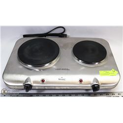 RIVAL STAINLESS STEEL DOUBLE BURNER HOT PLATE