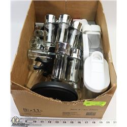 ESTATE BOX OF KITCHEN ITEMS INCLUDING SPICE RACK,