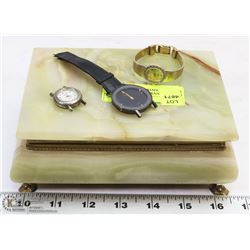 MARBLE/ONYX JEWELRY BOX WITH CONTENTS