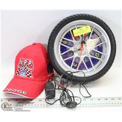 RACING WHEEL WALL CLOCK (LIGHTS UP) AND RACING