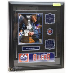 WAYNE GRETZKY FRAMED PICTURE WITH PLACARDS