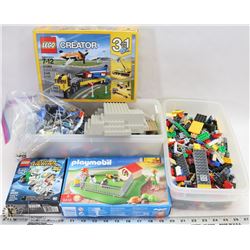 FLAT WITH 2 TOTES WITH ASSORTMENT OF LEGO