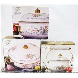 LOT OF 3 NEW FRENCH FLEUR INCL 2 QUART TEA KETTLE,
