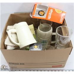 BOX OF COLLECTIBLES BEER GLASSES /MUGS