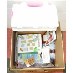 LARGE BOX WITH SCRAPBOOKING ITEMS AND